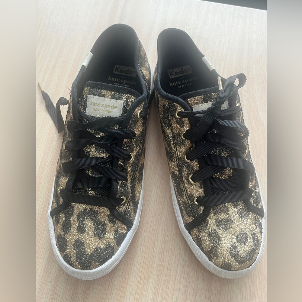Kate Spade Glitter Leopard Sneakers Sz 5.5